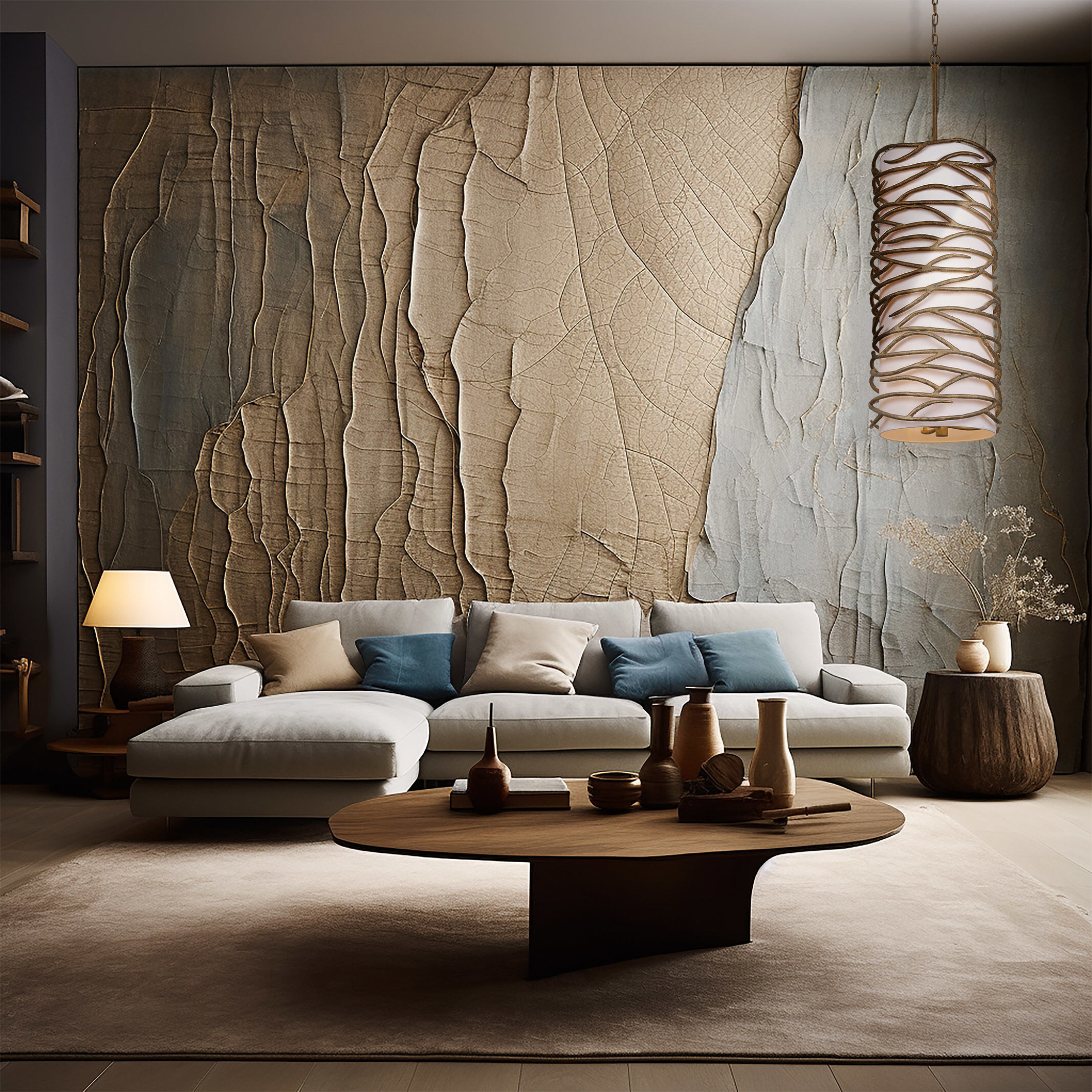 Branch Reality 9 Light 16 inch Textured Ashen Gold Foyer Pendant Ceiling Light