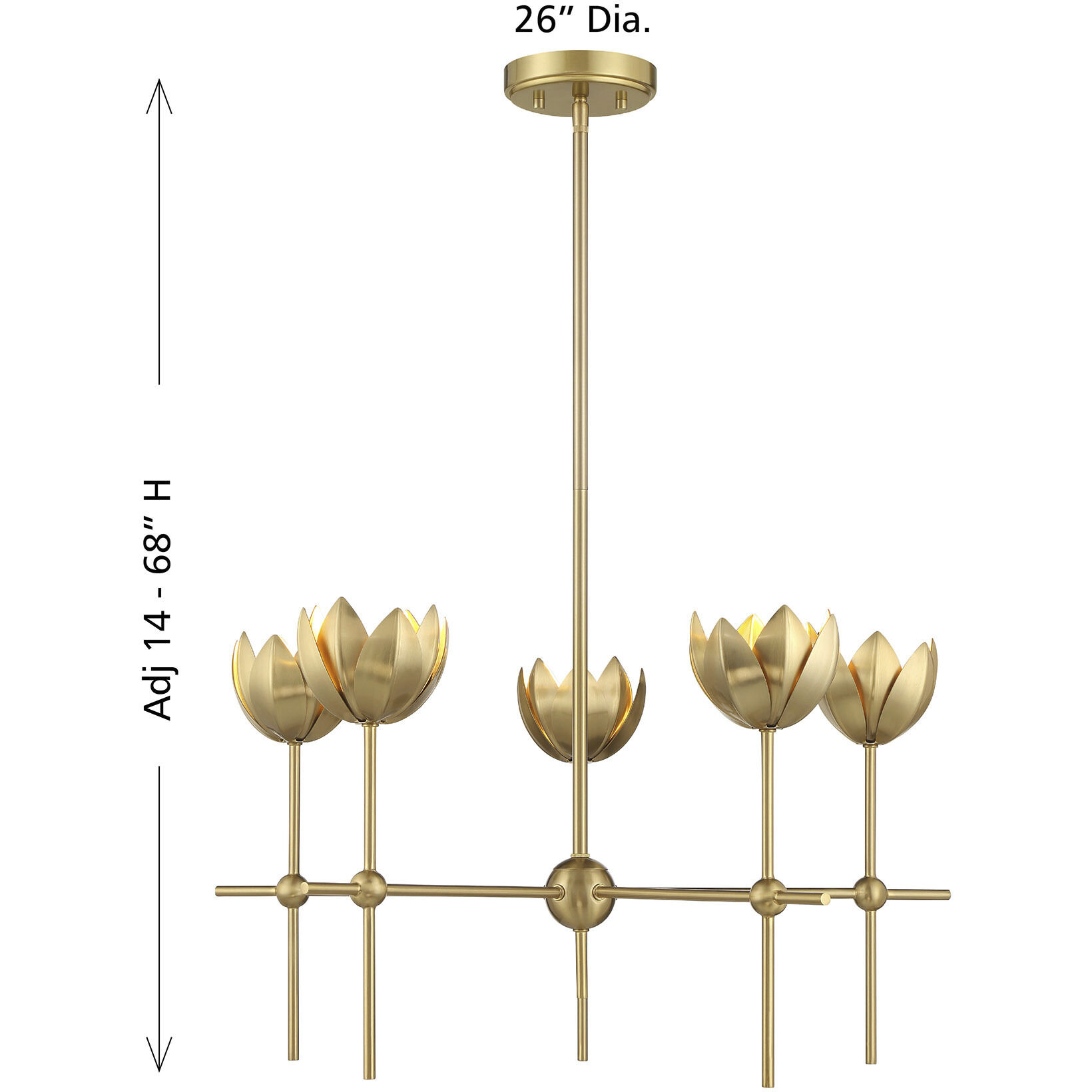 Bohemian LED 26 inch Natural Brass Chandelier Ceiling Light
