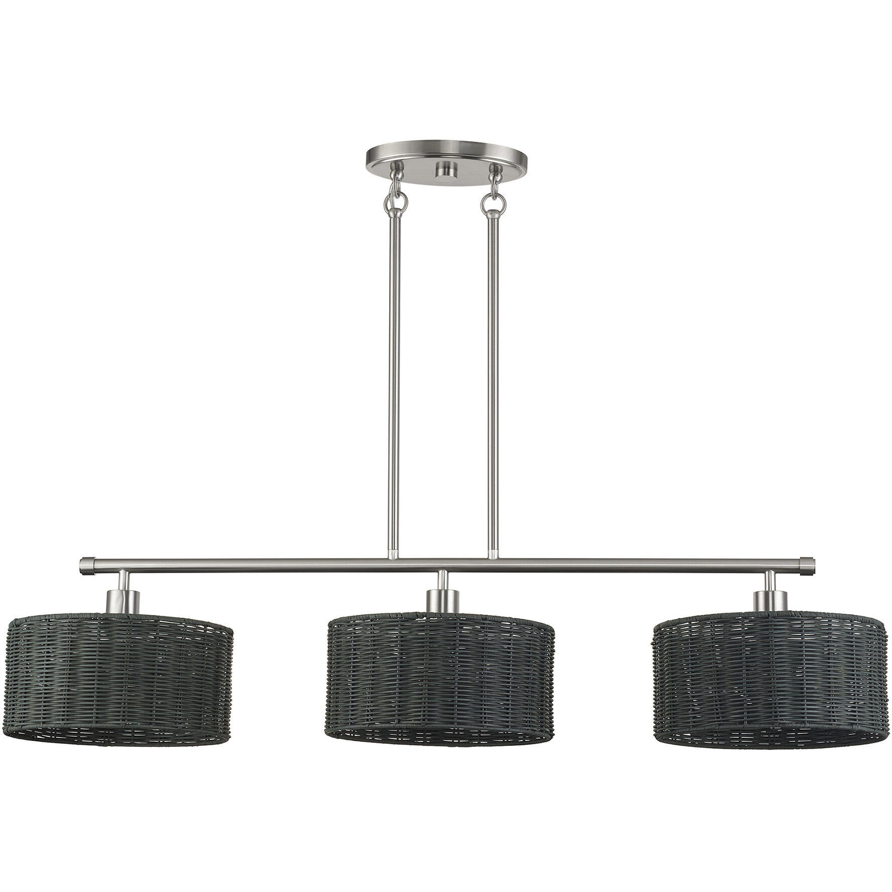 Weavington 3 Light 46 inch Brushed Nickel Linear Chandelier Ceiling Light, Extra Large