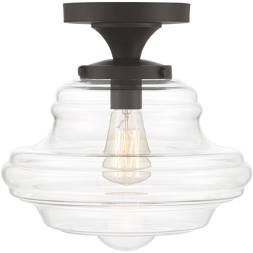 Vintage 1 Light 12 inch Oil Rubbed Bronze Semi-Flush Ceiling Light