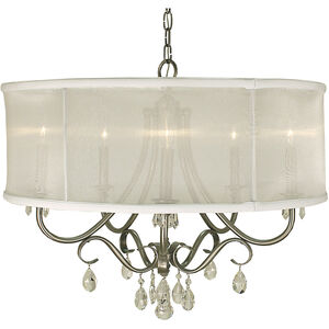 Liebestraum 5 Light 26 inch Brushed Nickel with Sheer Cream Shade Dining Chandelier Ceiling Light