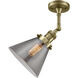 Franklin Restoration Large Cone LED 8 inch Antique Brass Semi-Flush Mount Ceiling Light in Plated Smoke Glass, Franklin Restoration