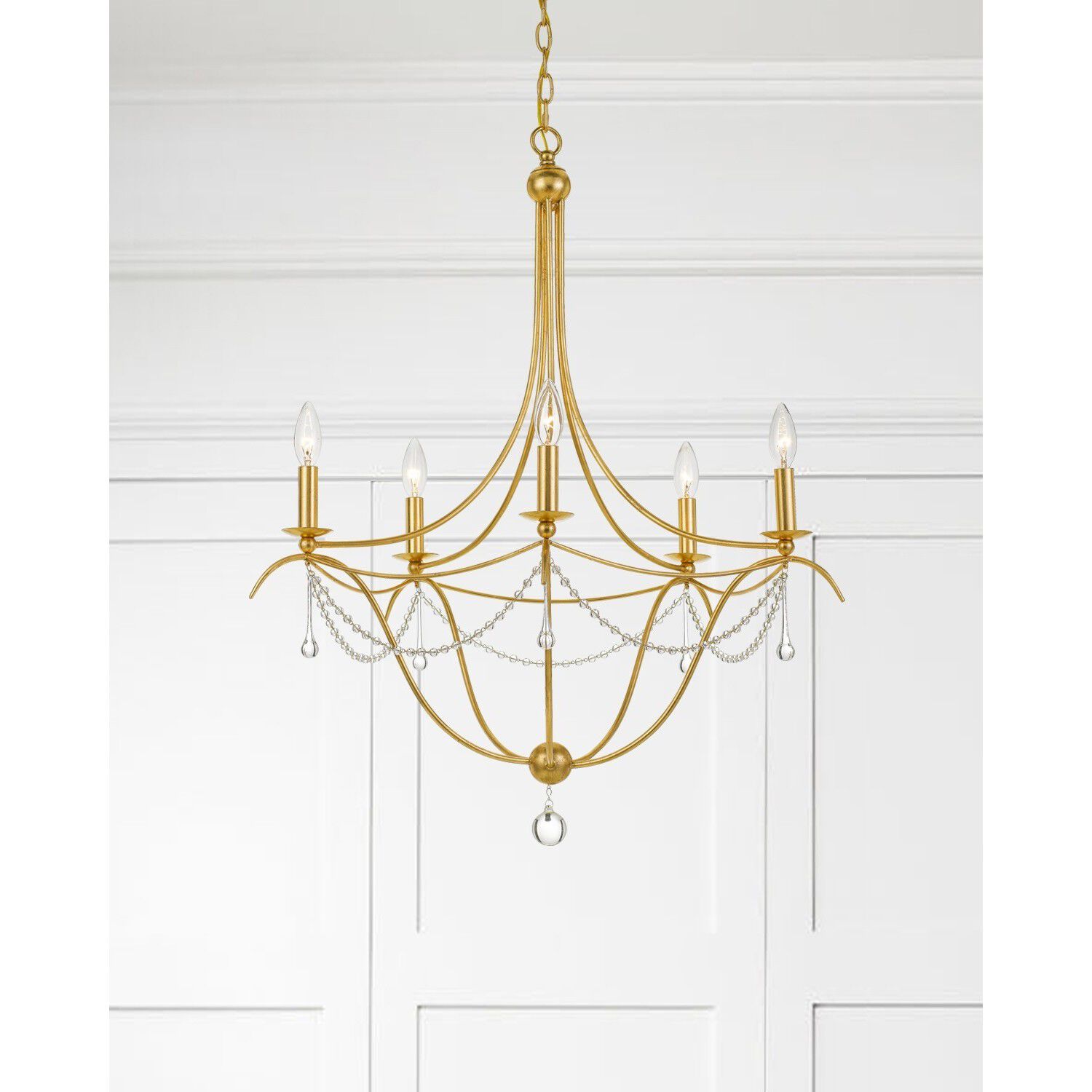 Metro 5 Light 27.5 inch Antique Gold Chandelier Ceiling Light