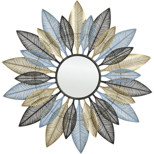 Cameron 32 X 32 inch Distressed/ Blue and Gold Wall Mirror