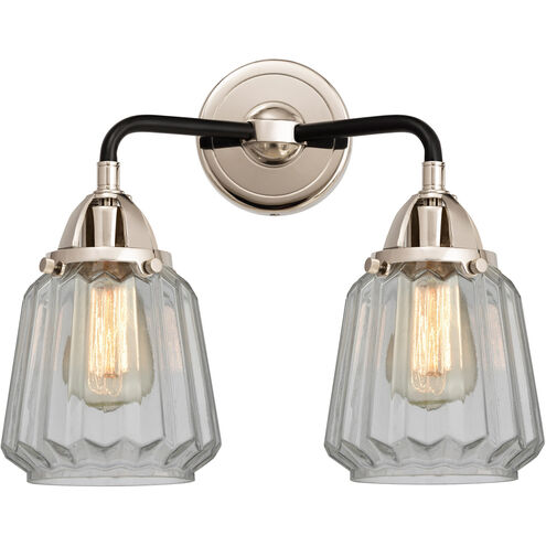 Nouveau 2 Chatham 2 Light 14 inch Black Polished Nickel Bath Vanity Light Wall Light in Clear Glass