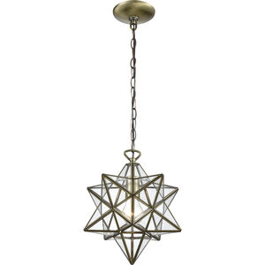 Moravian Star 1 Light 12 inch Antique Brass Mini Pendant Ceiling Light