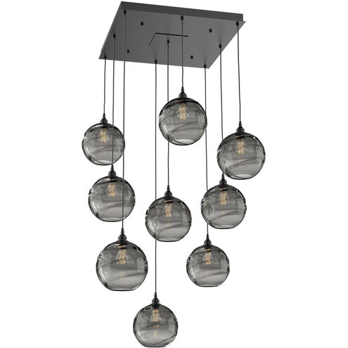 Terra 9 Light Matte Black Chandelier Ceiling Light, Square Multi-Port