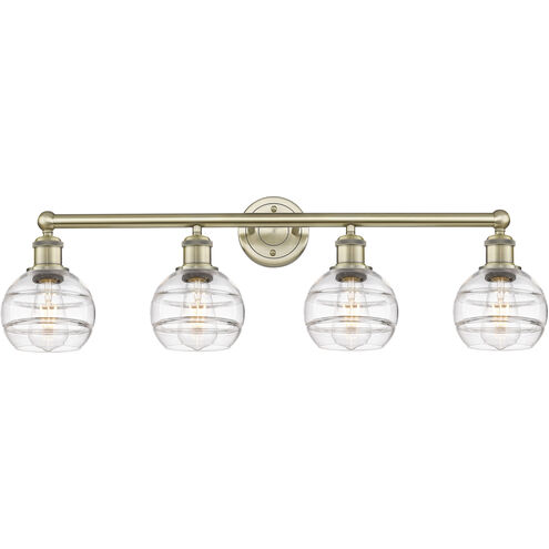 Edison Rochester 4 Light 32.88 inch Antique Brass Bath Vanity Light Wall Light