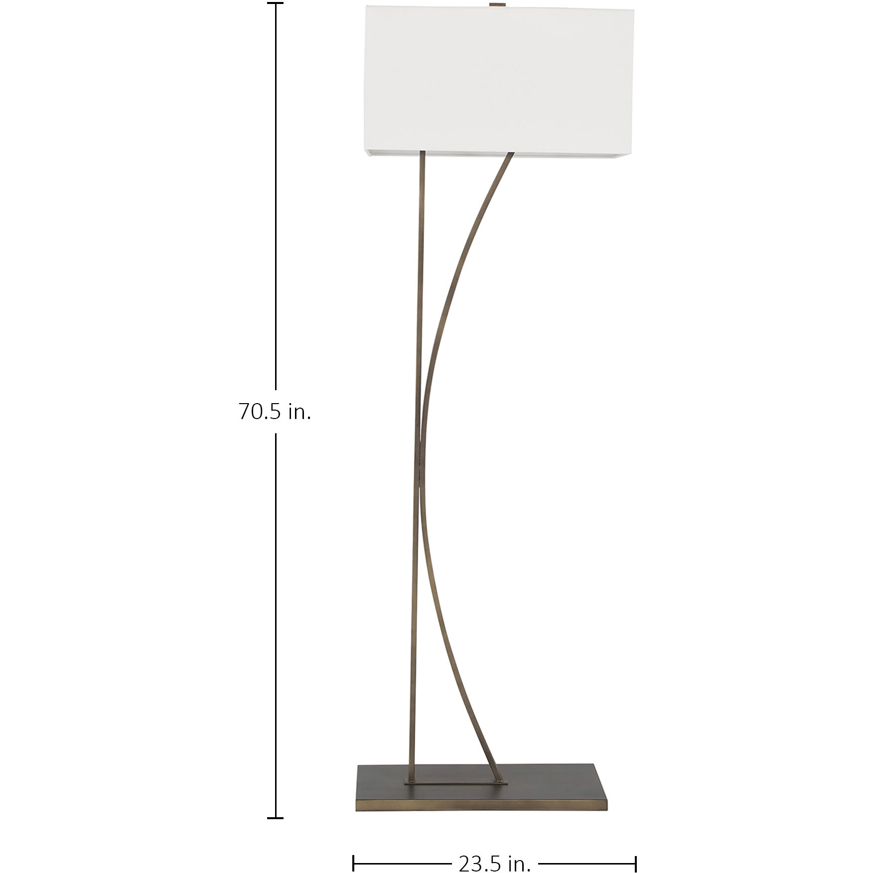 Anya 70.5 inch Brushed Bronze and White Linen Floor Lamp Portable Light