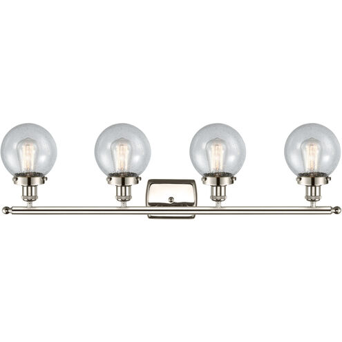 Ballston Beacon 4 Light 36 inch Polished Nickel Bath Vanity Light Wall Light in Seedy Glass