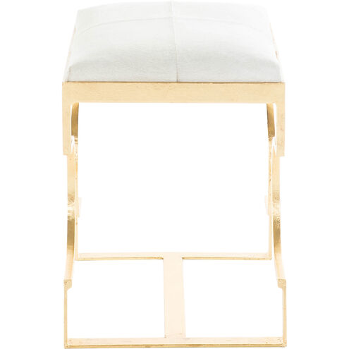 Connelly 19 inch Royale Leaf / Natural Ivory Hide Ottomans Stool