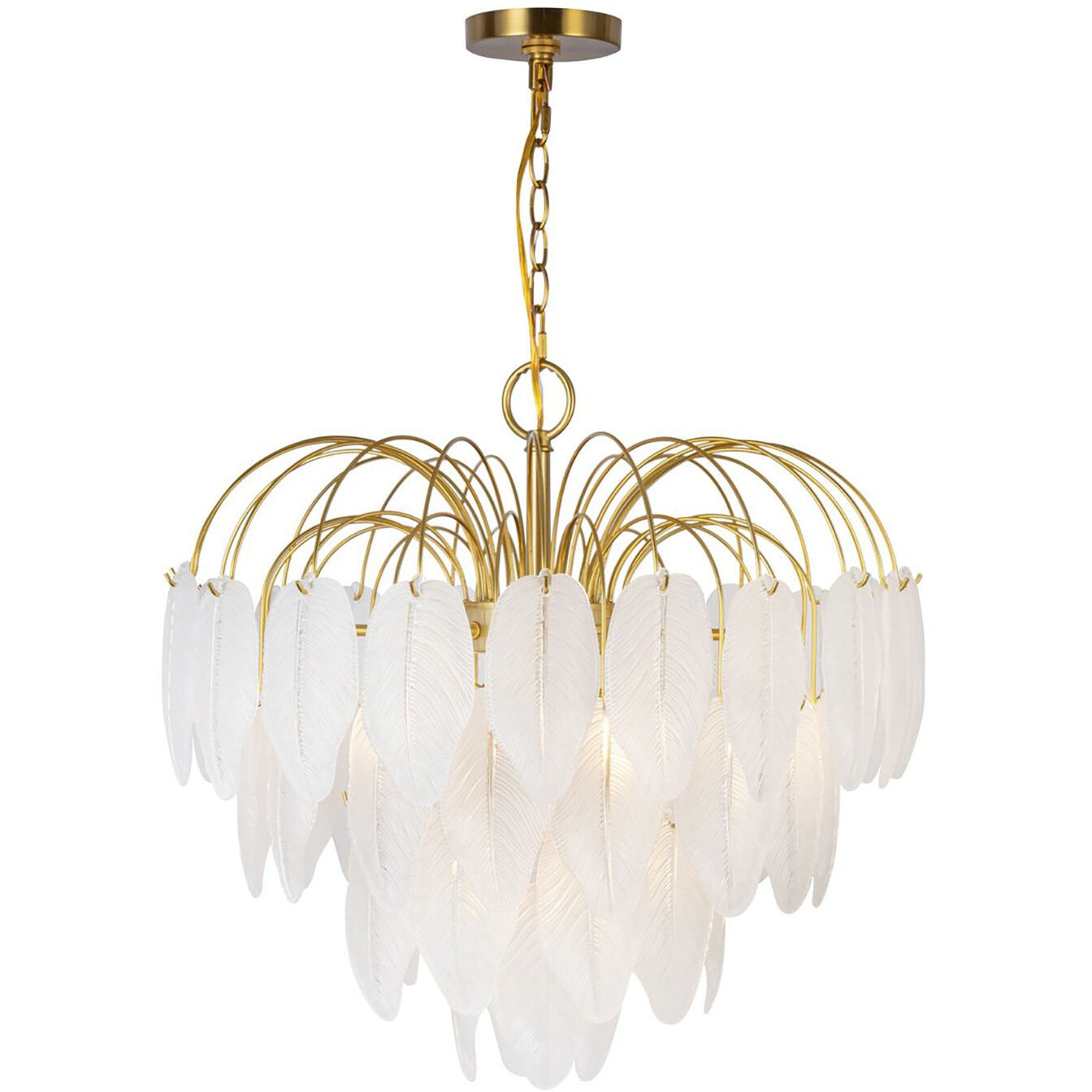 Alessia 10 Light 22.6 inch Brushed Brass and White Chandelier Ceiling Light