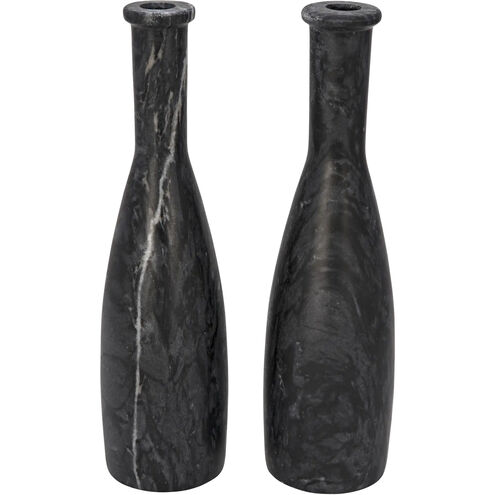 Moris 13 X 3.5 inch Decorative Candle Holder in Black, Set of 2