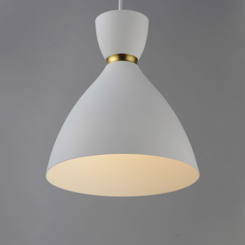 Carillon 1 Light 10.5 inch White with Satin Brass Mini Pendant Ceiling Light in White and Satin Brass