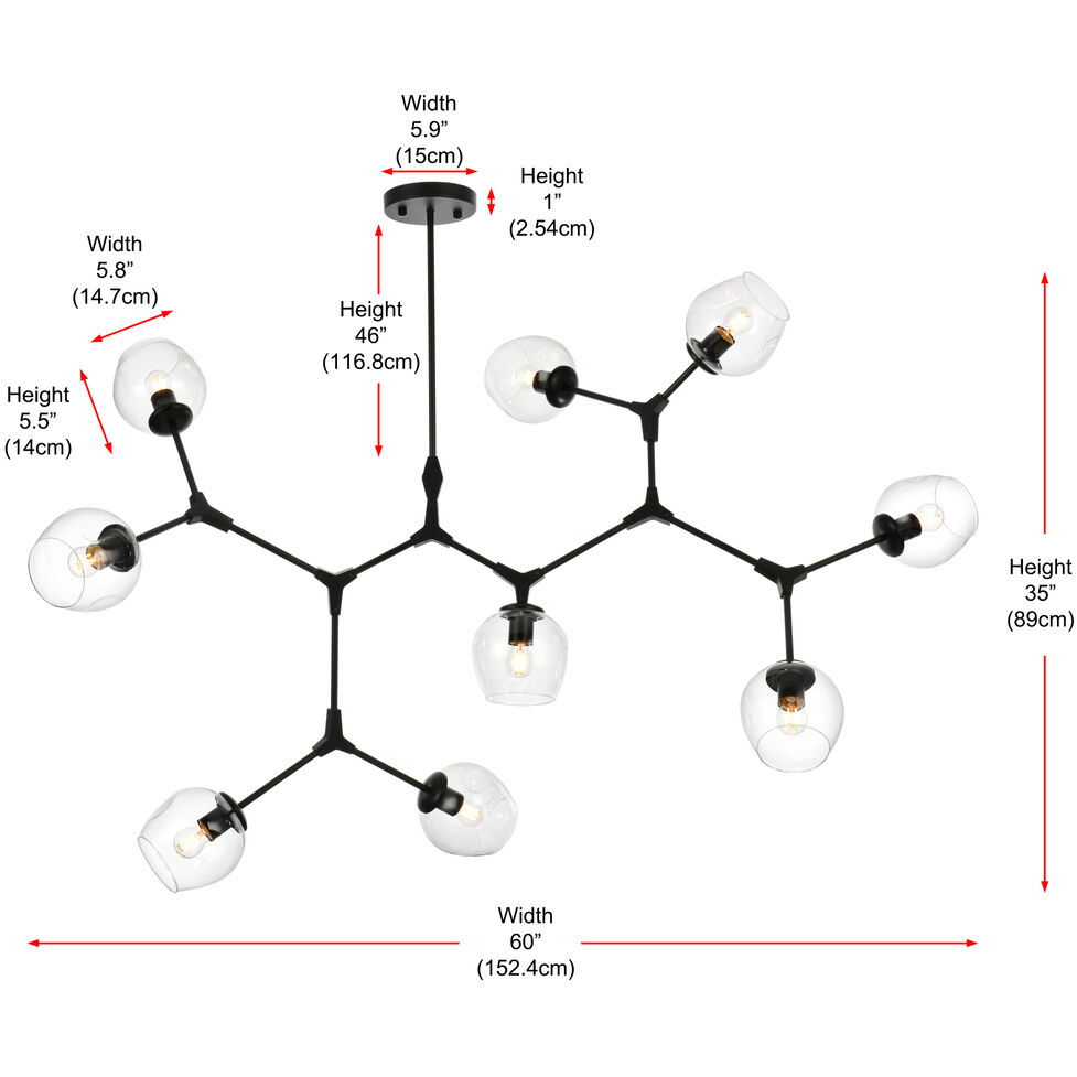 Cavoli 9 Light 35 inch Black Chandelier Ceiling Light