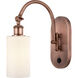 Ballston Clymer LED 5.3 inch Antique Copper Sconce Wall Light in Matte White Glass