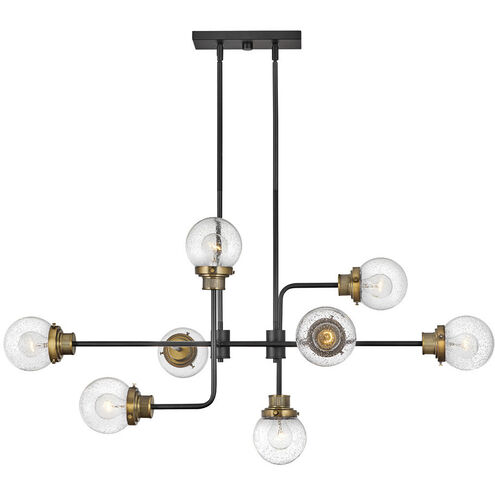 Poppy LED 45 inch Black with Heritage Brass Indoor Linear Chandelier Ceiling Light