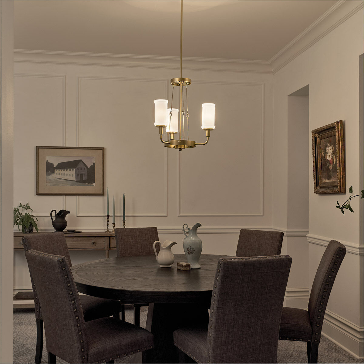 Homestead Vetivene 3 Light 20 inch Natural Brass Mini Chandelier Ceiling Light, Vetivene