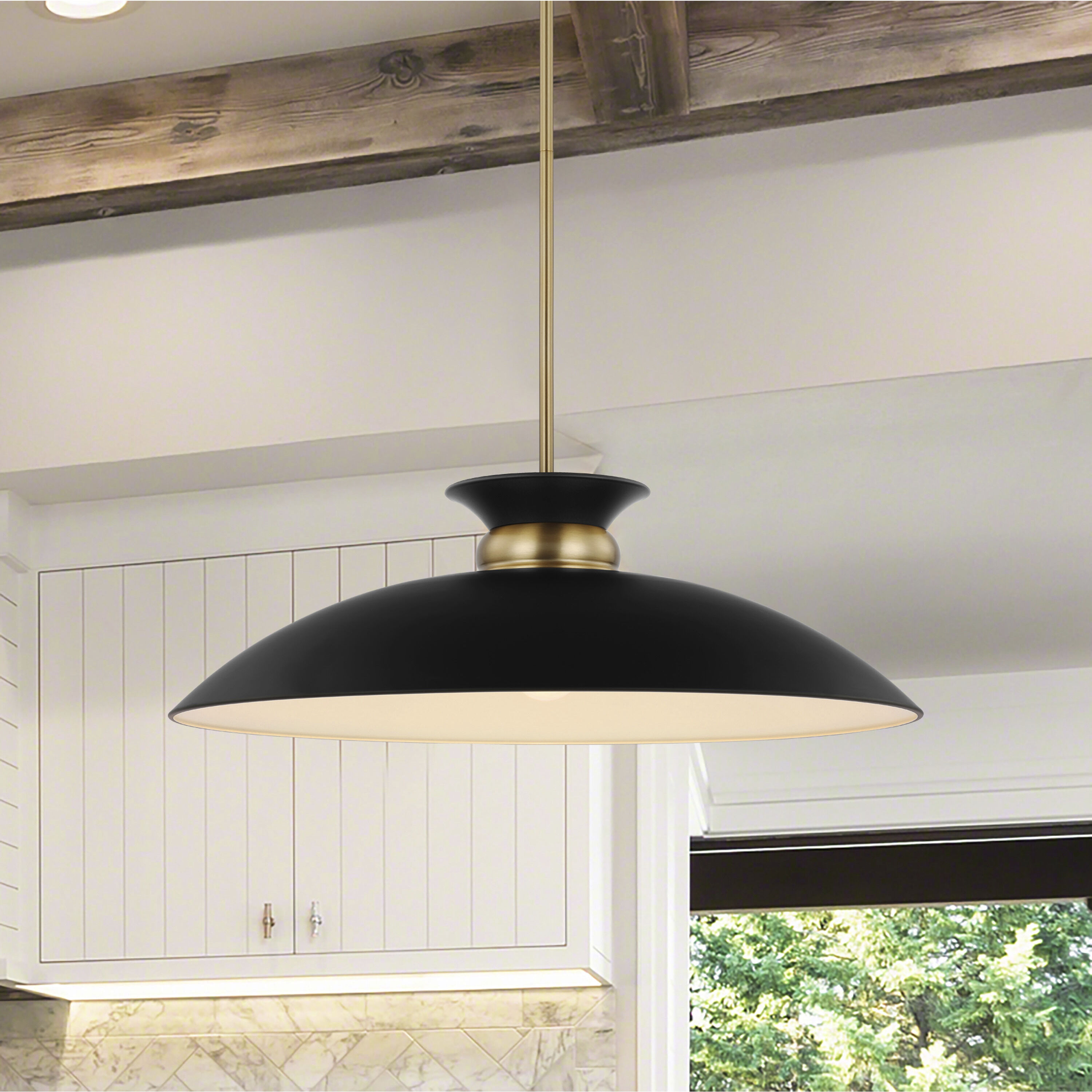 Perkins 1 Light 24 inch Matte Black/Burnished Brass Pendant Ceiling Light