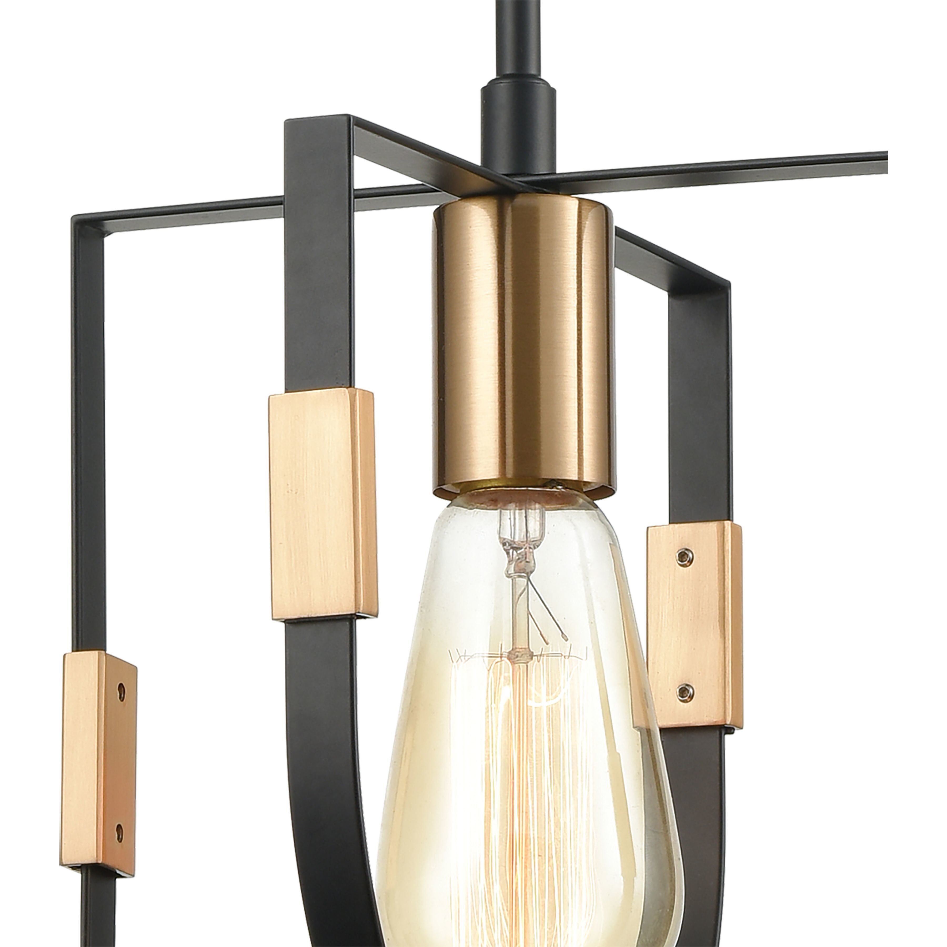 Heathrow 1 Light 8 inch Matte Black with Satin Brass Mini Pendant Ceiling Light