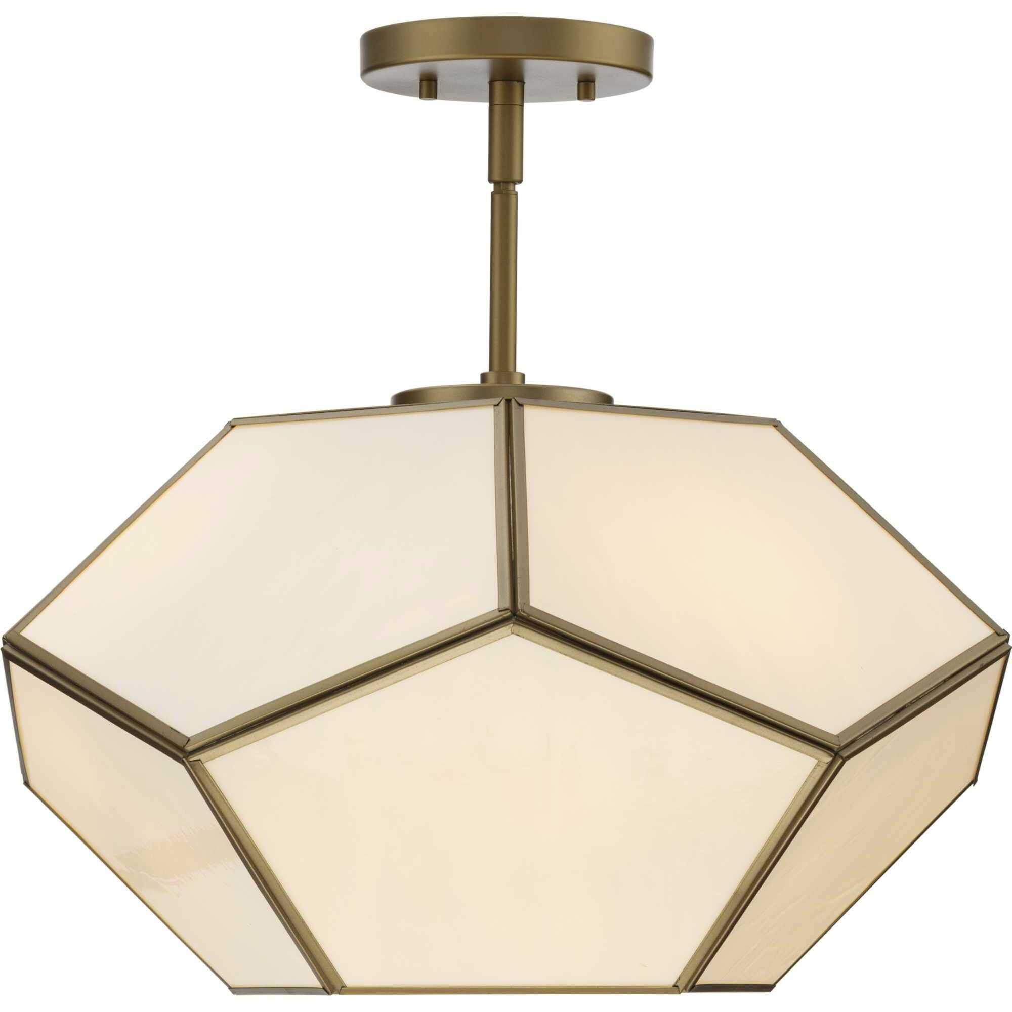 Latham 3 Light 18 inch Vintage Gold Semi-Flush Mount Ceiling Light