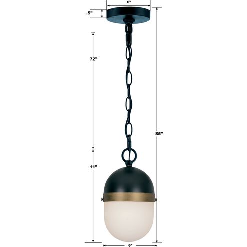 Capsule 1 Light 6 inch Matte Black and Textured Gold Outdoor Pendant, Brian Patrick Flynn