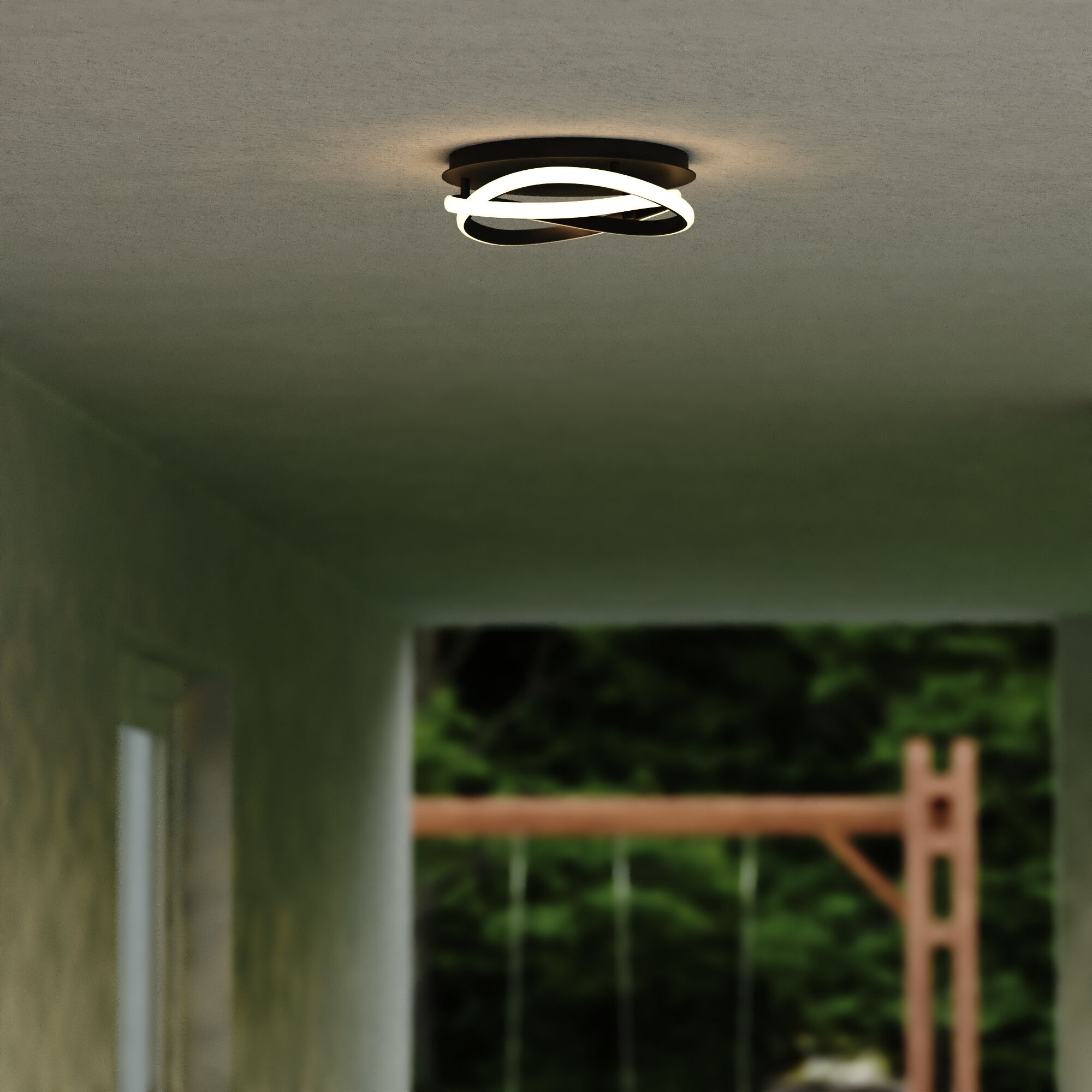 North End LED 13 inch Matte Black Indoor Outdoor Flush Mount