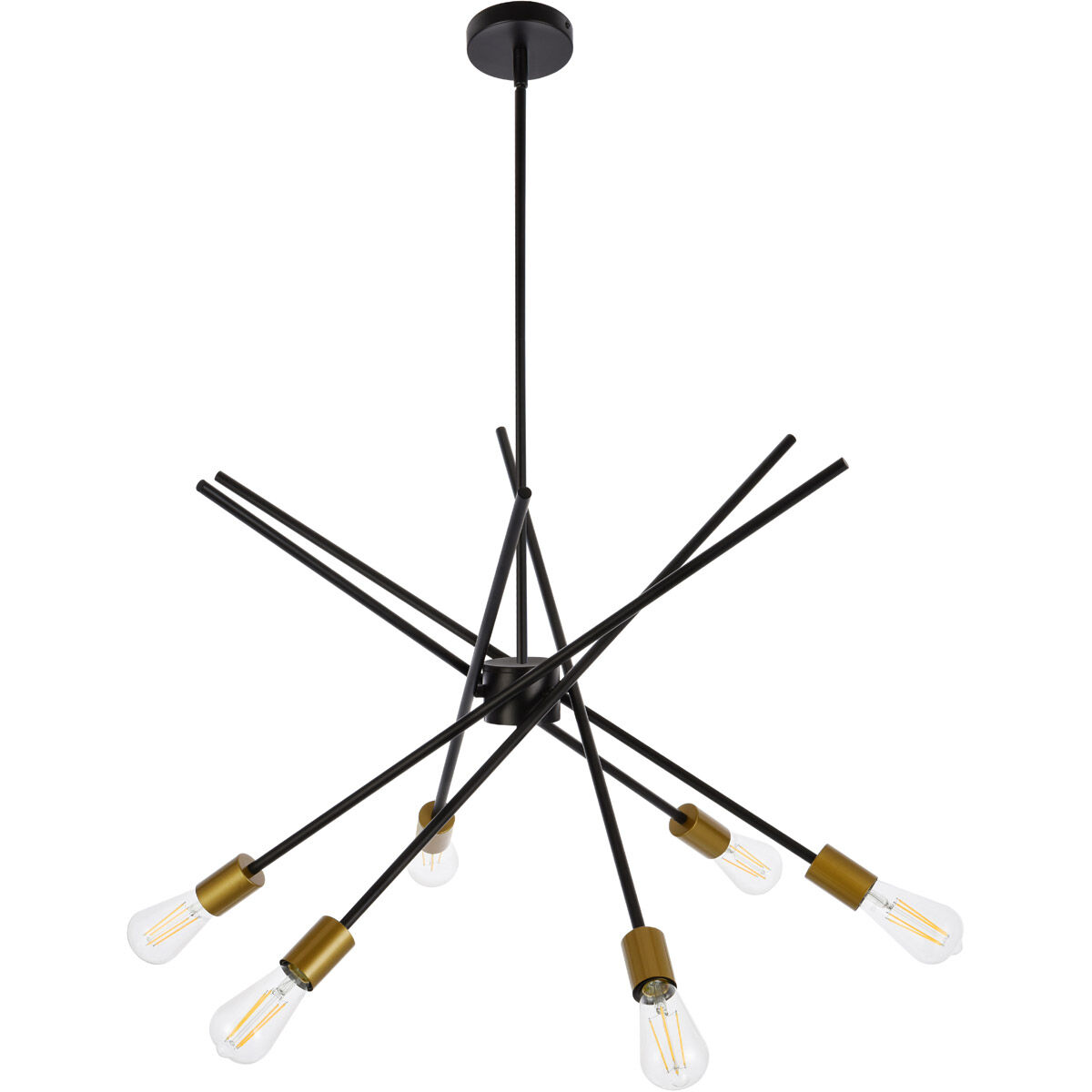 Armin 6 Light 32 inch Black and Brass Pendant Ceiling Light