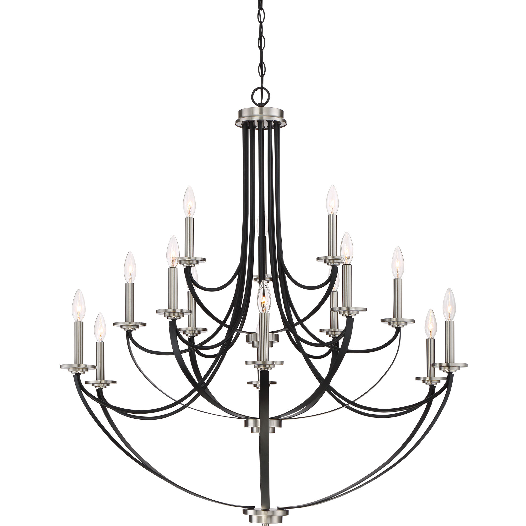 Alana 15 Light 41 inch Mystic Black Chandelier Ceiling Light, Three Tier