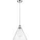 Ballston Cone 1 Light 12 inch Polished Nickel Mini Pendant Ceiling Light in Clear Glass