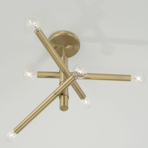Zane 6 Light 20.5 inch Aged Brass Semi-Flush Ceiling Light