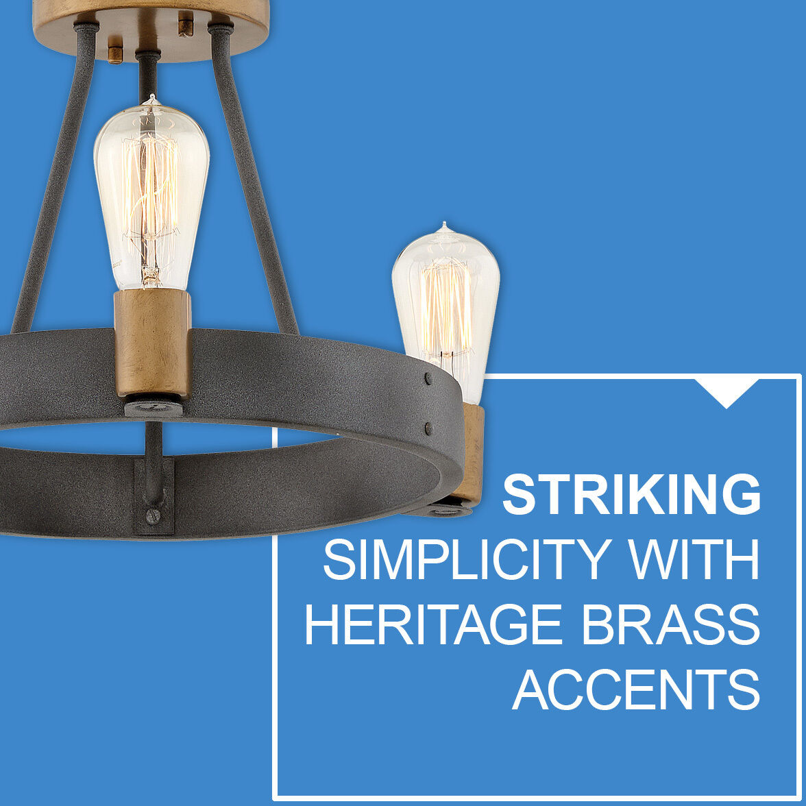 Silas 3 Light 17 inch Aged Zinc with Heritage Brass Indoor Semi-Flush Mount Ceiling Light