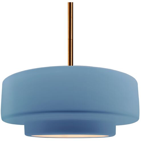 Radiance 1 Light 14.5 inch Sky Blue and Brushed Brass Pendant Ceiling Light