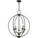 Arabella 5 Light 22 inch Bronze with Antique Brass Finish Candles Chandelier Ceiling Light, Globe