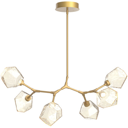 Gem LED 38 inch Gilded Brass Linear Pendant Ceiling Light in Amber, 2700K LED, Modern Branch