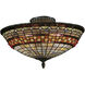 Jewelstone 3 Light 16 inch Classic Bronze with Multicolor Semi Flush Mount Ceiling Light