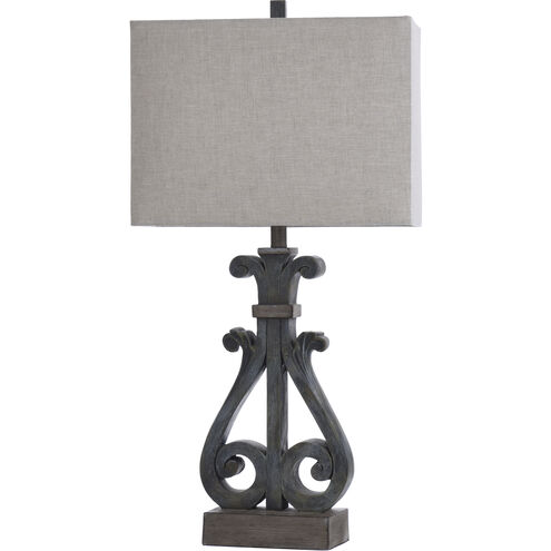 Brampton 13 inch 100 watt Distressed Blue and Oatmeal Table Lamp Portable Light