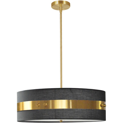Willshire 4 Light 22 inch Aged Brass with Black Pendant Ceiling Light
