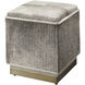 Easton 17.5 inch Grey Hide on Hair and Antique Brass Ottoman