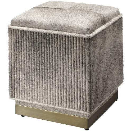 Easton 17.5 inch Grey Hide on Hair and Antique Brass Ottoman