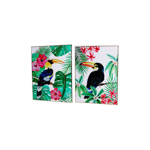 Toucan Green and Multi-Color Wall Art, Set of 2