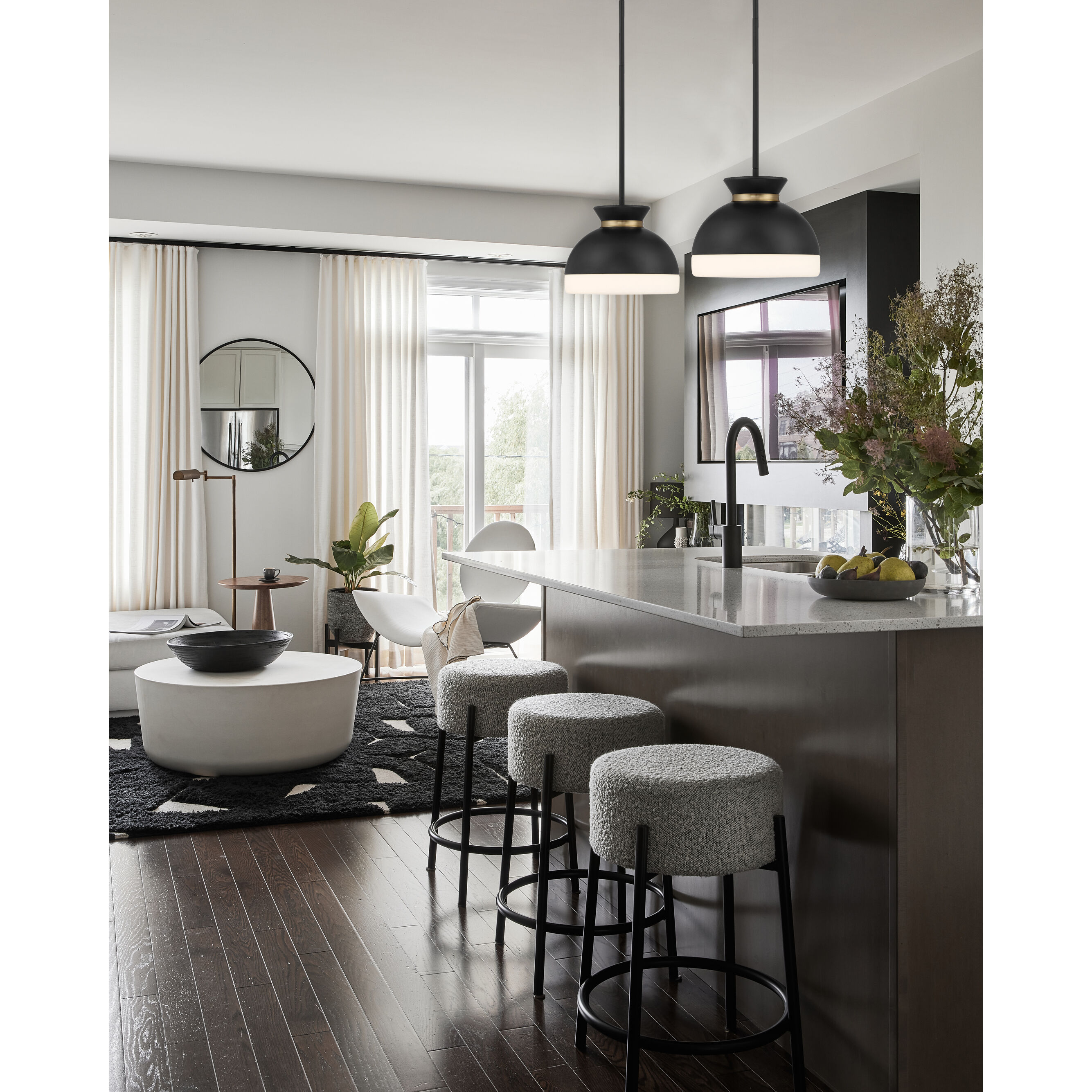 Gidget 1 Light 10.25 inch Matte Black and Vibrant Gold Mini Pendant Ceiling Light