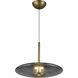 Kyoto LED 17.75 inch Vintage Brass Pendant Ceiling Light in Smoked Glass