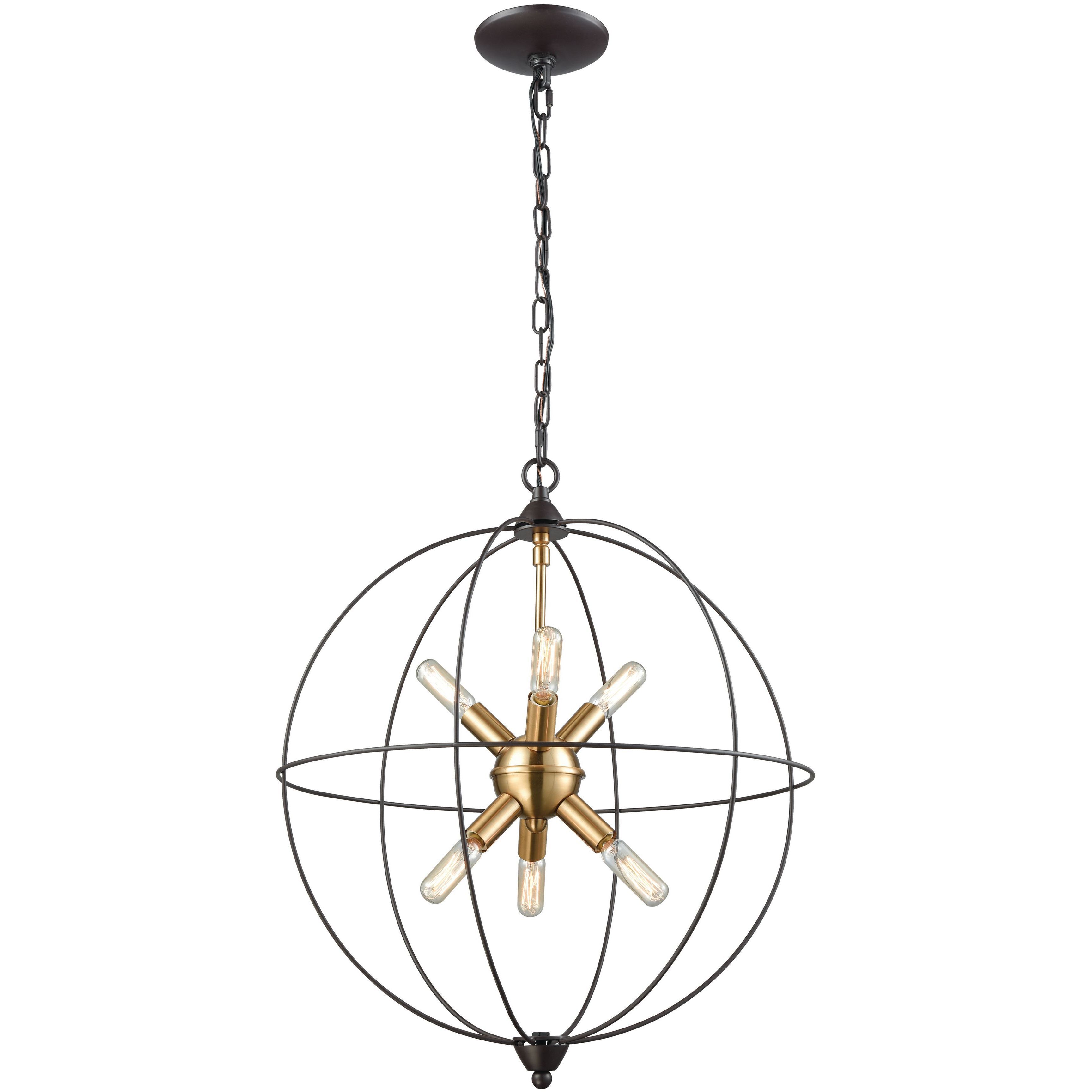 Loftin 6 Light 19 inch Oil Rubbed Bronze with Satin Brass Chandelier Ceiling Light