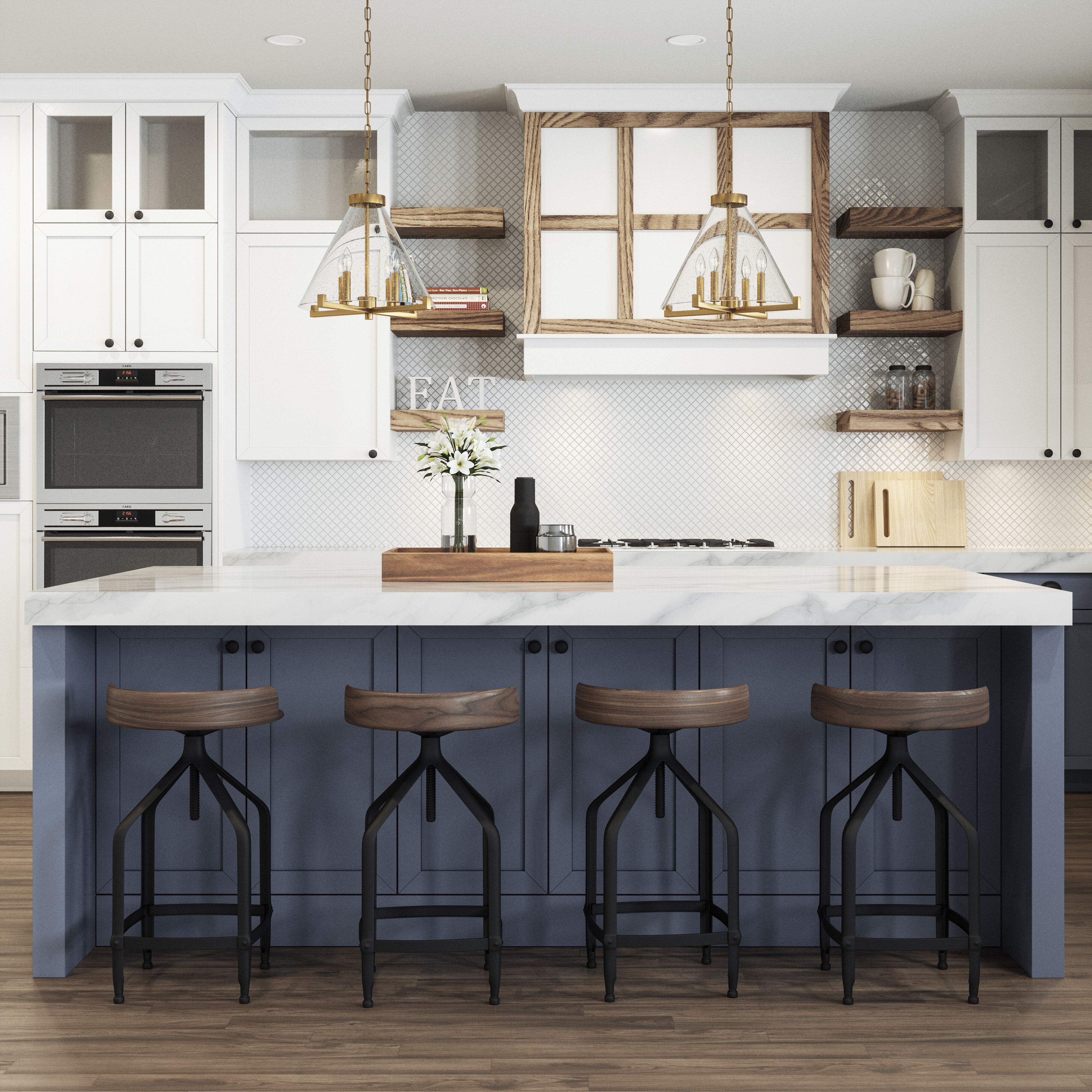Satin brass pendant light top