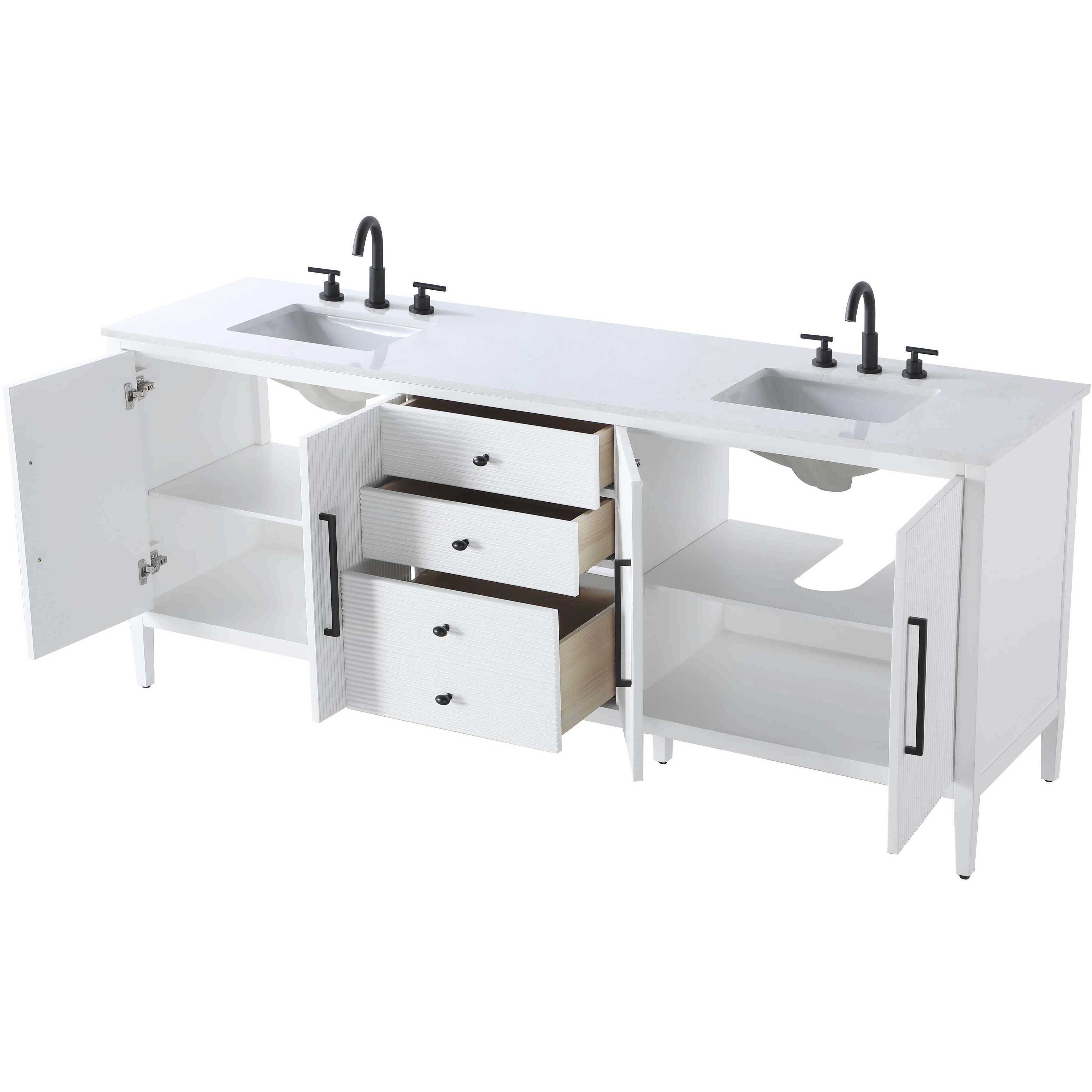 Blakely 84 X 34 inch White Bathroom Vanity Cabinet