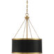 Delphi 6 Light 19 inch Black with Warm Brass Accents Pendant Ceiling Light
