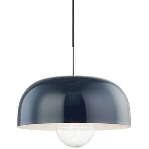 Avery 1 Light 14 inch Polished Nickel Pendant Ceiling Light in Navy Metal