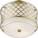 Arabesque 2 Light 12 inch Soft Gold Small Semi-Flush Ceiling Light, Small