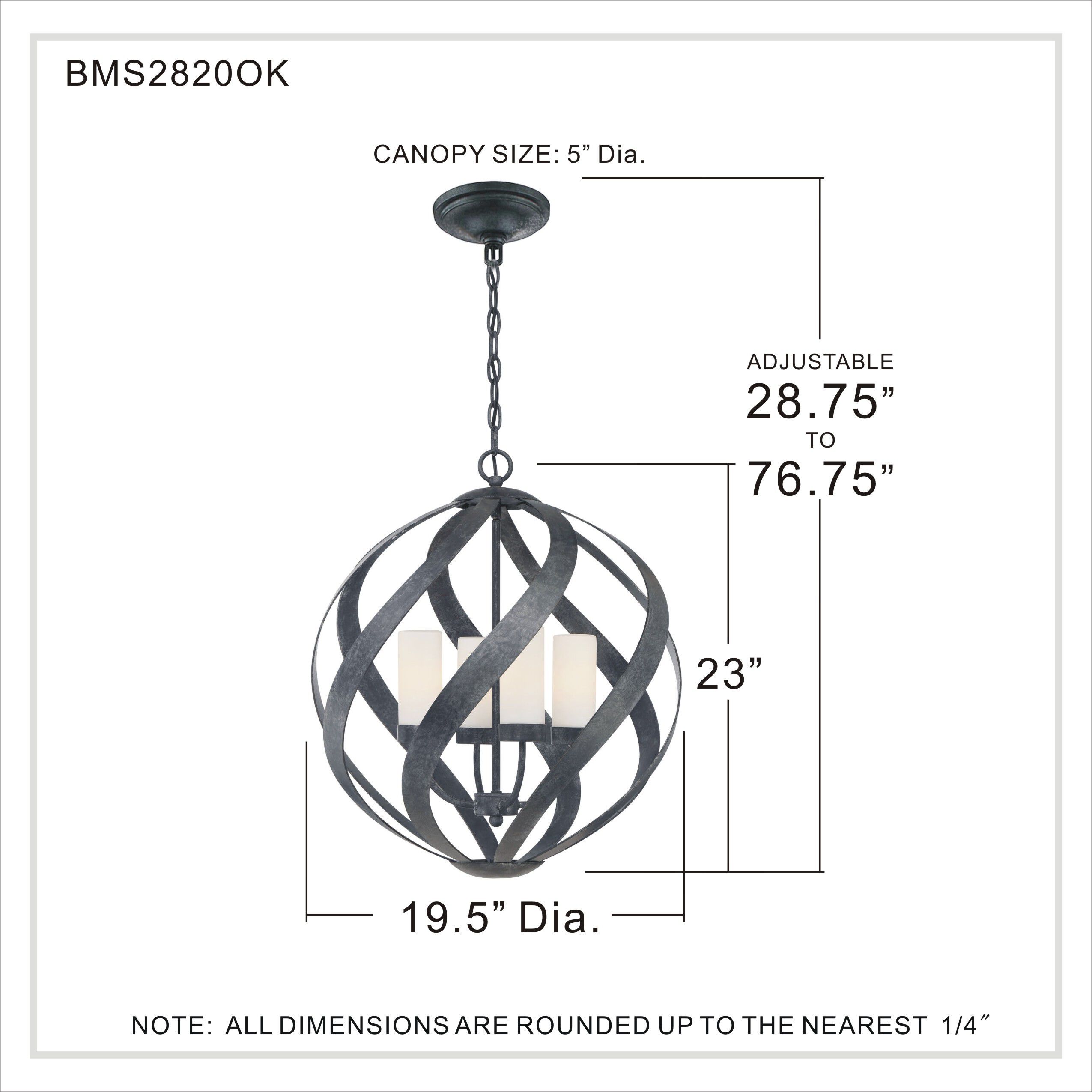 Blacksmith 4 Light 20 inch Old Black Finish Pendant Ceiling Light